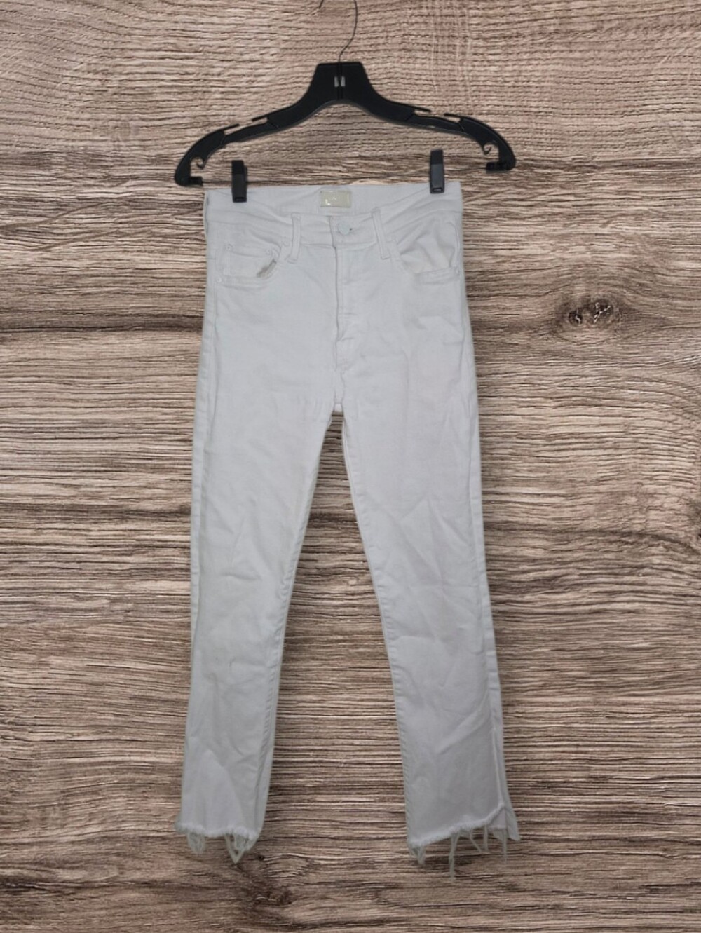 Women's Mother The Insider Crop Step Fray White Jeans Sz 25